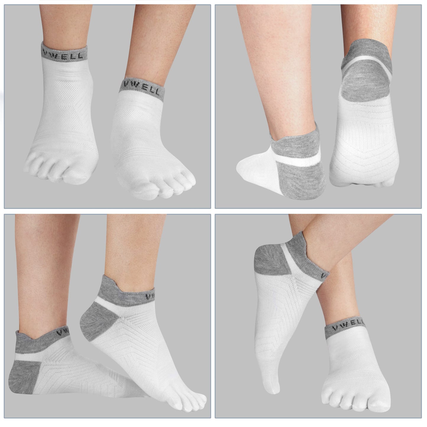 VWELL Toe Socks for Men/Women, COOLMAX Five Finger Socks, High Performance Athletic Toe Socks No Show (3Pairs)