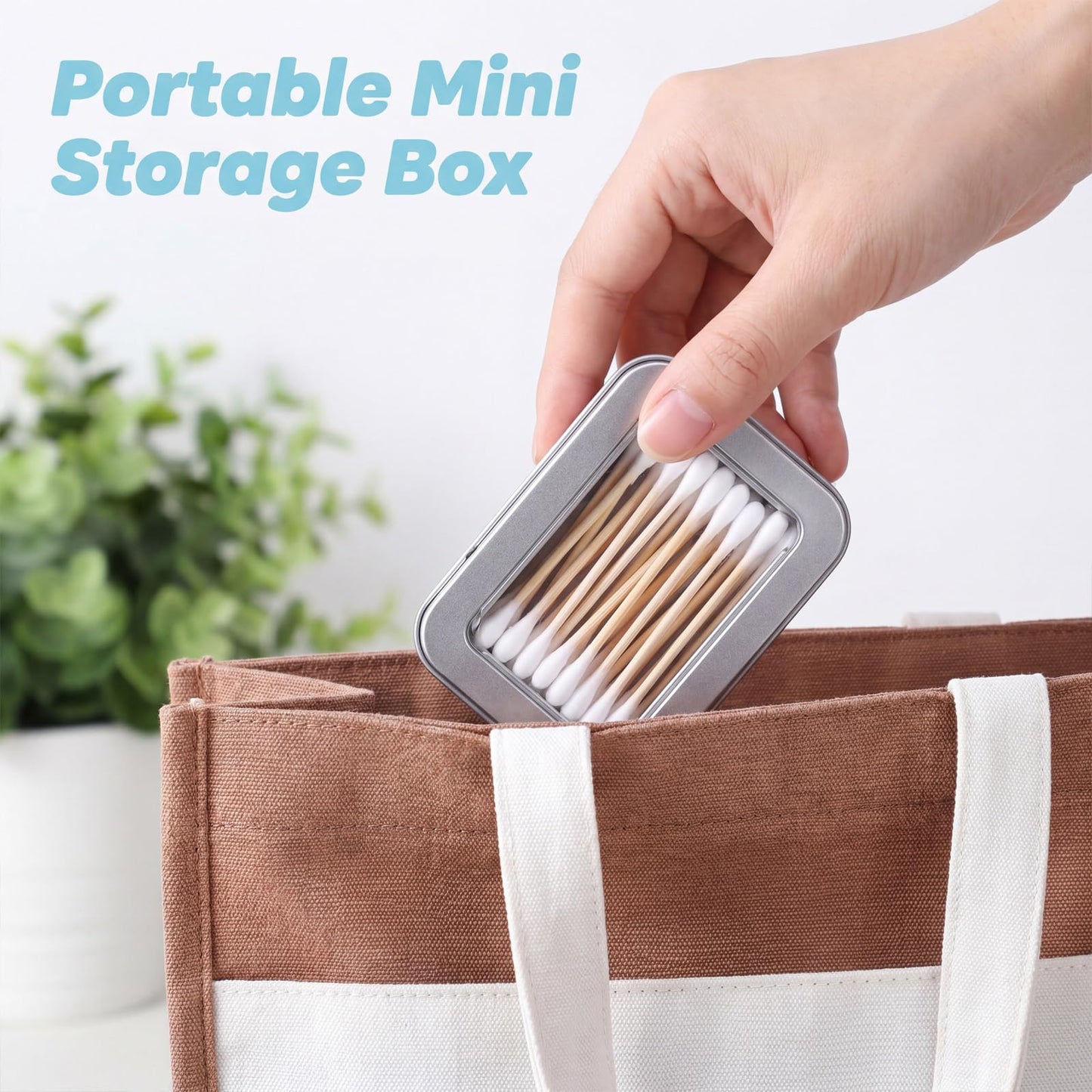 Cotton Swab Holder for Travel, 2 Pcs Portable Dental Floss Pick Holder Cotton Swab Container Empty Metal Hair Tie Organizer Pick Dispenser for Pill Oral Care Hotels Dating Dinners Teeth Cleaning