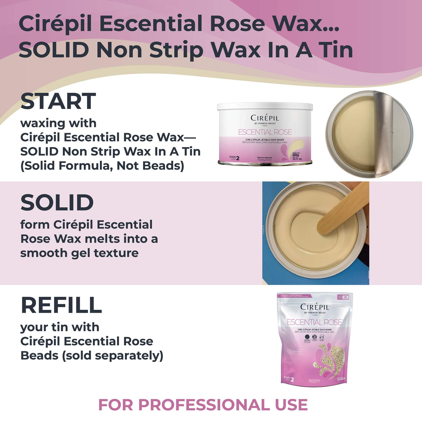 Cirepil - Escential Rose - Light Rose Scent - All-Purpose, Creamy Texture - Perfect for Bikini Waxing