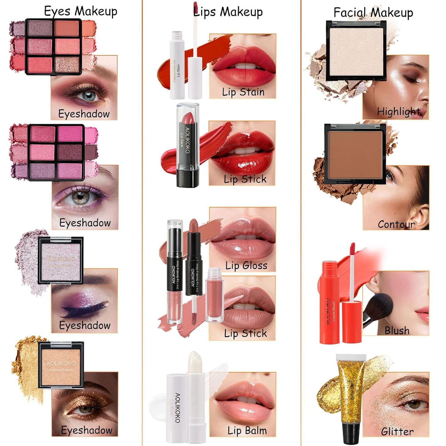Makeup Kit for Women & Teen Girls - 24 Pcs Full Set with Eyeshadow, Blush, Lipstick, Mascara & Accessories