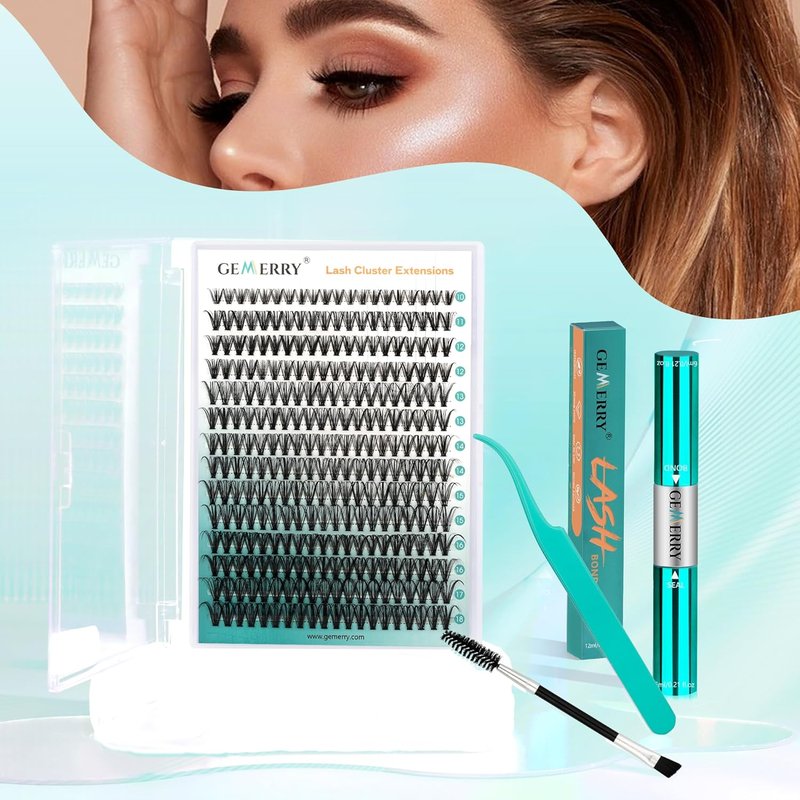 Eyelash Extension Kit - Thick Curl Fluffy Clusters with Bond, Seal & Tweezers | 80 Pieces, 10-18mm
