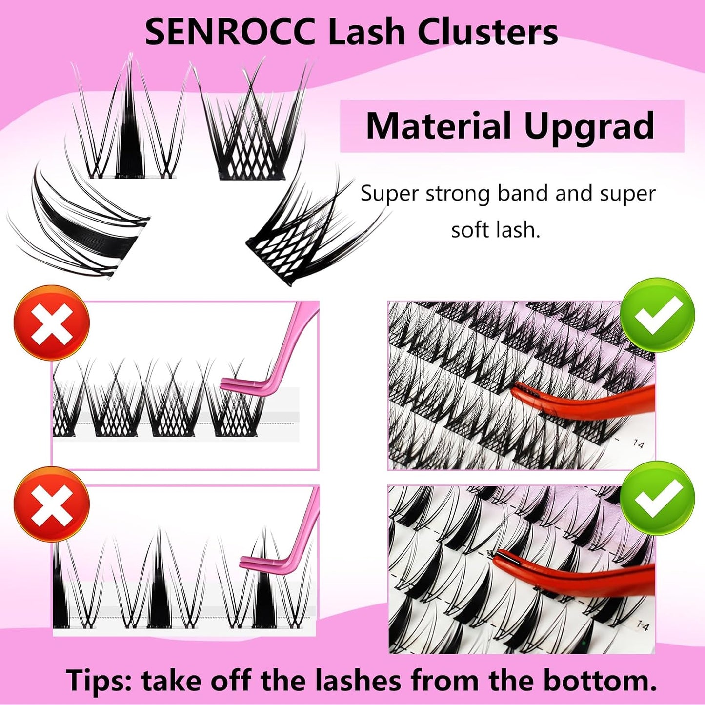 Wispy Individual Lash Clusters - DIY Eyelash Extensions for Natural Look | 8-14mm D Curve Mixed Tray