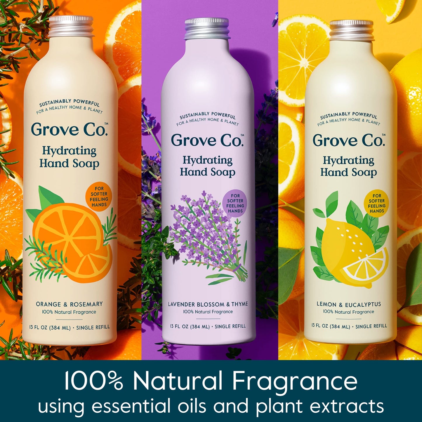 Grove Co. Gel Hand Soap Refill, Variety Pack, 3 x 13 fl oz