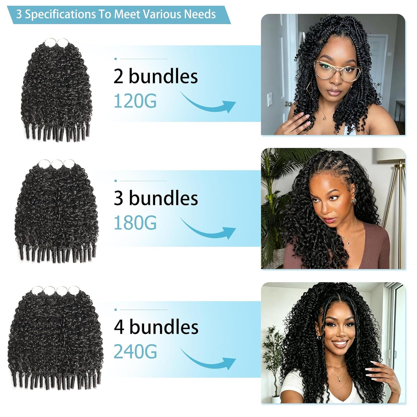 Human Crochet Hair for Black Women - 12 Inch Burmese Curly Extensions | Pre-Separated, Natural Black, 240g