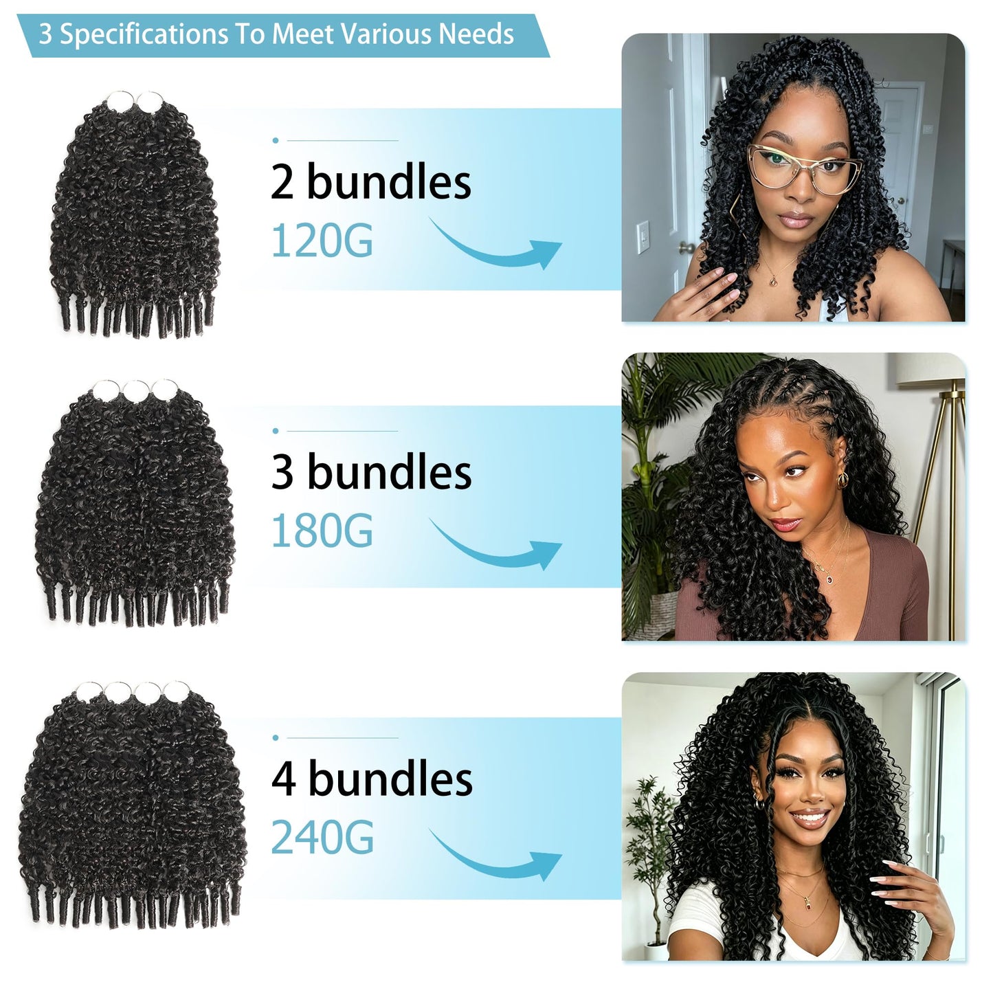 KULYMUWIG Human Crochet Hair for Black Women 12 Inch Burmese Curly Bundles Human Hair 180g Pre-Separated Feather Human Crochet Hair Invisible Miracle Knots Hair Extensions Natural Black