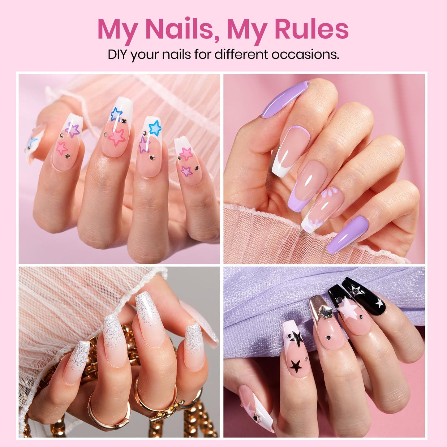 Beetles Gel Nail Tips Etch-X- Coffin Medium, 384pcs 12 Sizes, Pre-Etched Half Matte Full Cover Soft Gel Nail Tips, Press on False Nail Extension Acrylic Fake Nails, Easy DIY Salon Art