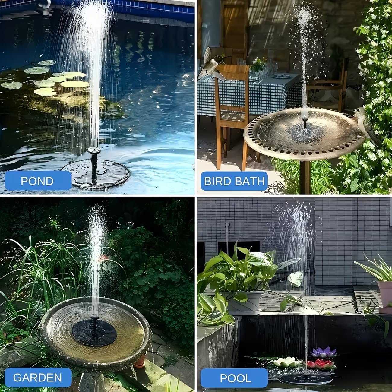 Solar Fountain for Bird Bath - IPX8 Waterproof Solar Water Pump | Ideal for Garden, Pond & Outdoor Decor