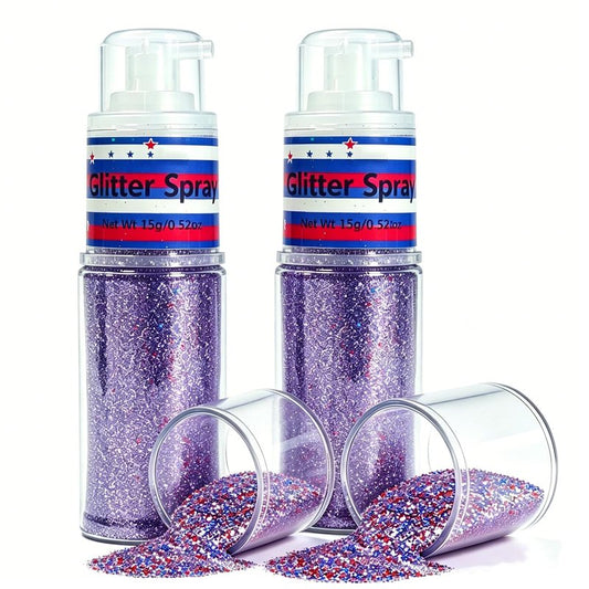 Patriotic Hair and Body Glitter Spray, Festival Outfits Rave Accessories Loose Sparkle Powder, Ultra Fine Glitters for 4th of July (2PCS)
