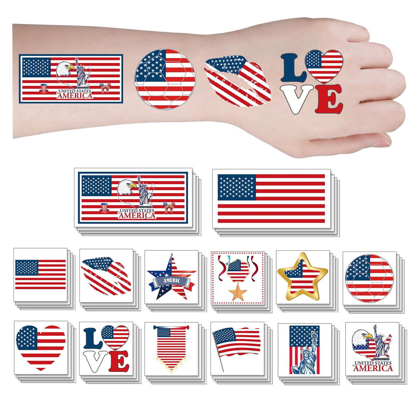ZH BOCO ARTS 56Pcs Flag Temporary Tattoos Waterproof for World Cup 2026 Adults Kids, Patriotic Face Body Art Stickers for Football Fans Sports Events Parade Festival Party Supplies