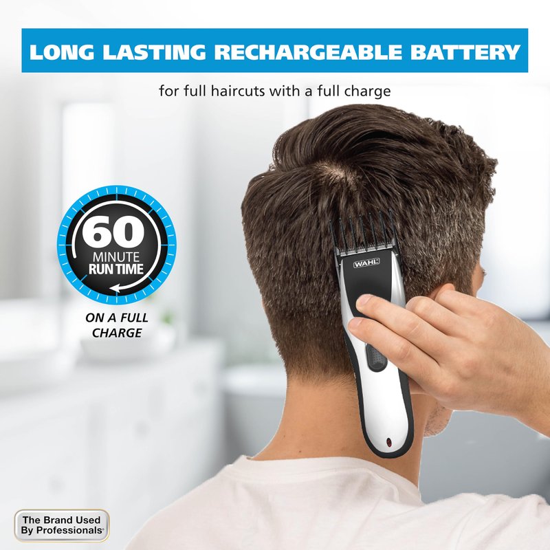 Wahl Clippers Home Pro Cordless Rechargeable Hair Clippers for Men with Precision Haircutting Blades & Secure Snap-N-Lock Attachment Guards – Model 3031656