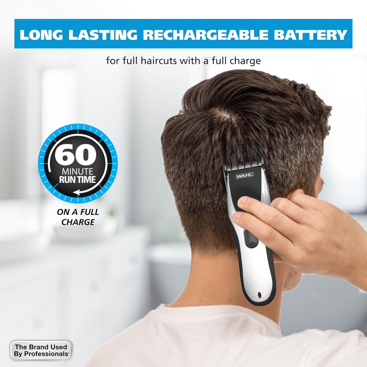 Wahl Clippers Home Pro Cordless Rechargeable Hair Clippers for Men with Precision Haircutting Blades & Secure Snap-N-Lock Attachment Guards – Model 3031656