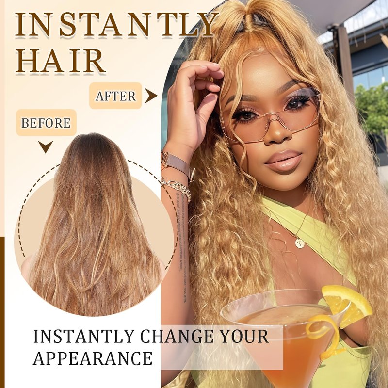 #27 Blonde Clip in Hair Extensions Real Human Hair,24 Inch 120g/7Pcs,Full Shine Remy Human Hair,Honey Blonde Deep Wave Clip ins Brazilian Virgin Human Hair Extensions
