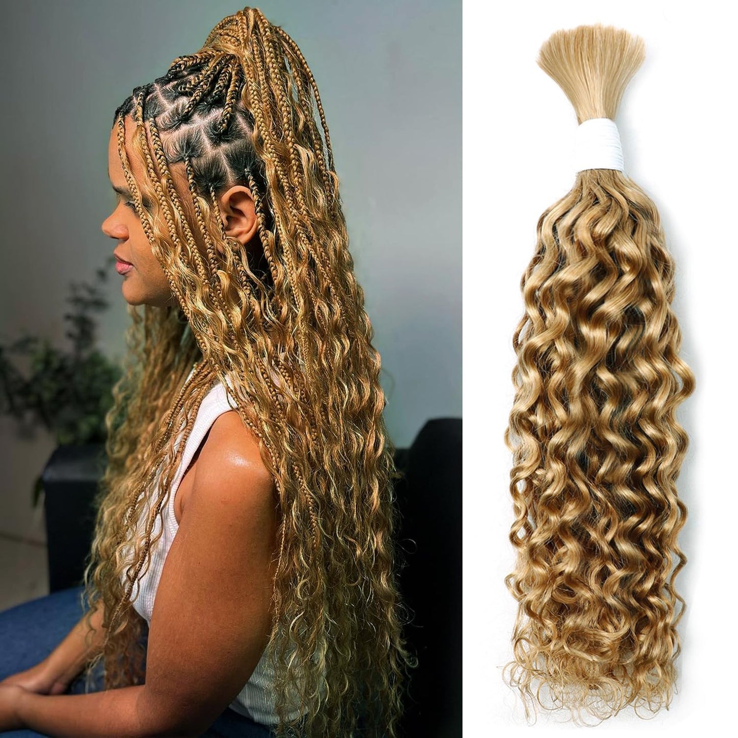 Body Wave Curly 4/27 Human Braiding Hair - 100g One Bundle for Boho Braids | 18 Inch