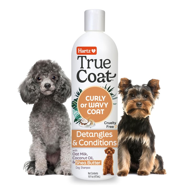 True Coat Curly or Wavy Dog Shampoo, 5 in 1 Detangles & Conditions with Oat Milk, Coconut Oil & Shea Butter, 16 oz