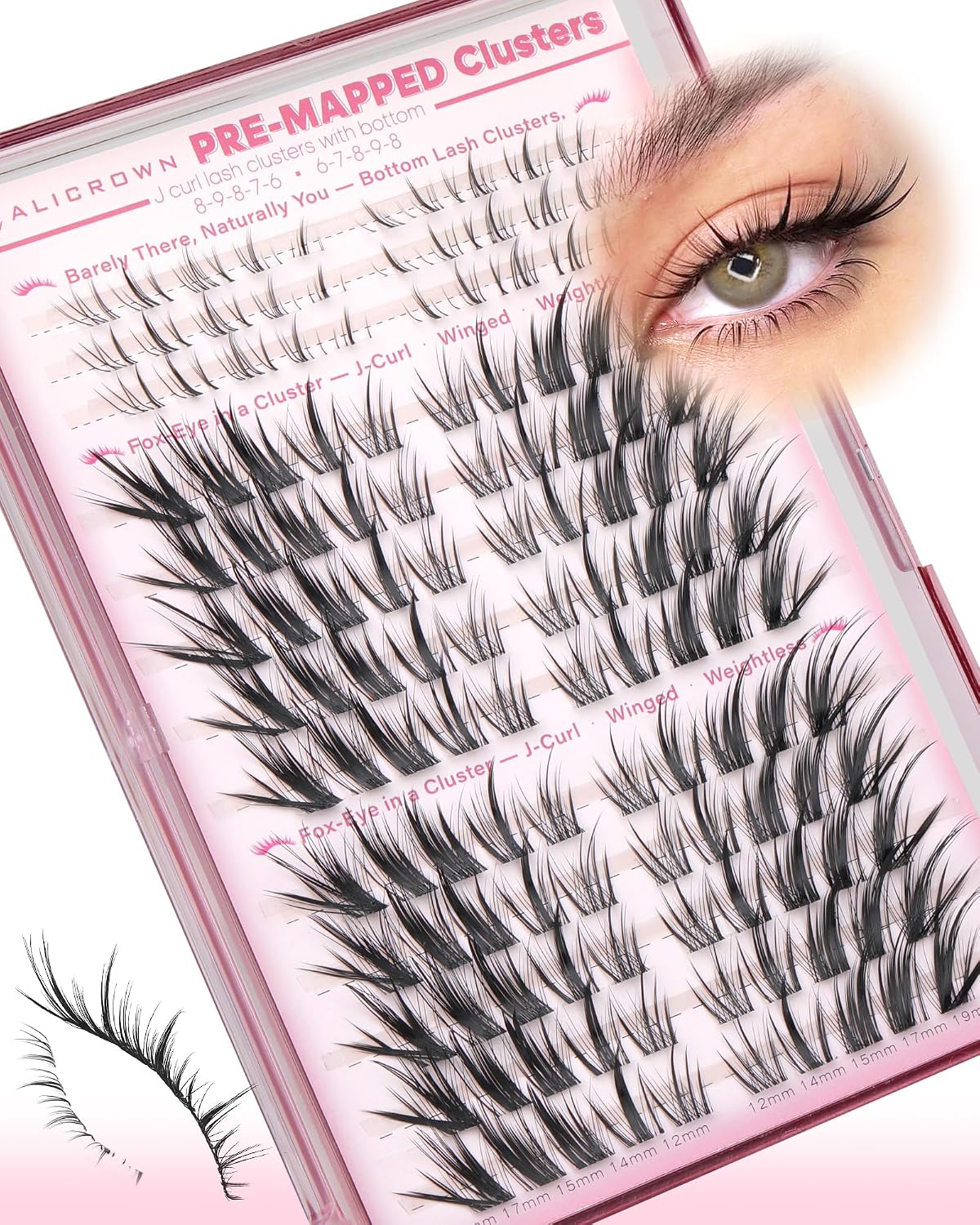 Natural Lash Clusters - Wispy Cat Eye Eyelash Extensions for Daily Wear | Pre-Mapped Bottom Lashes