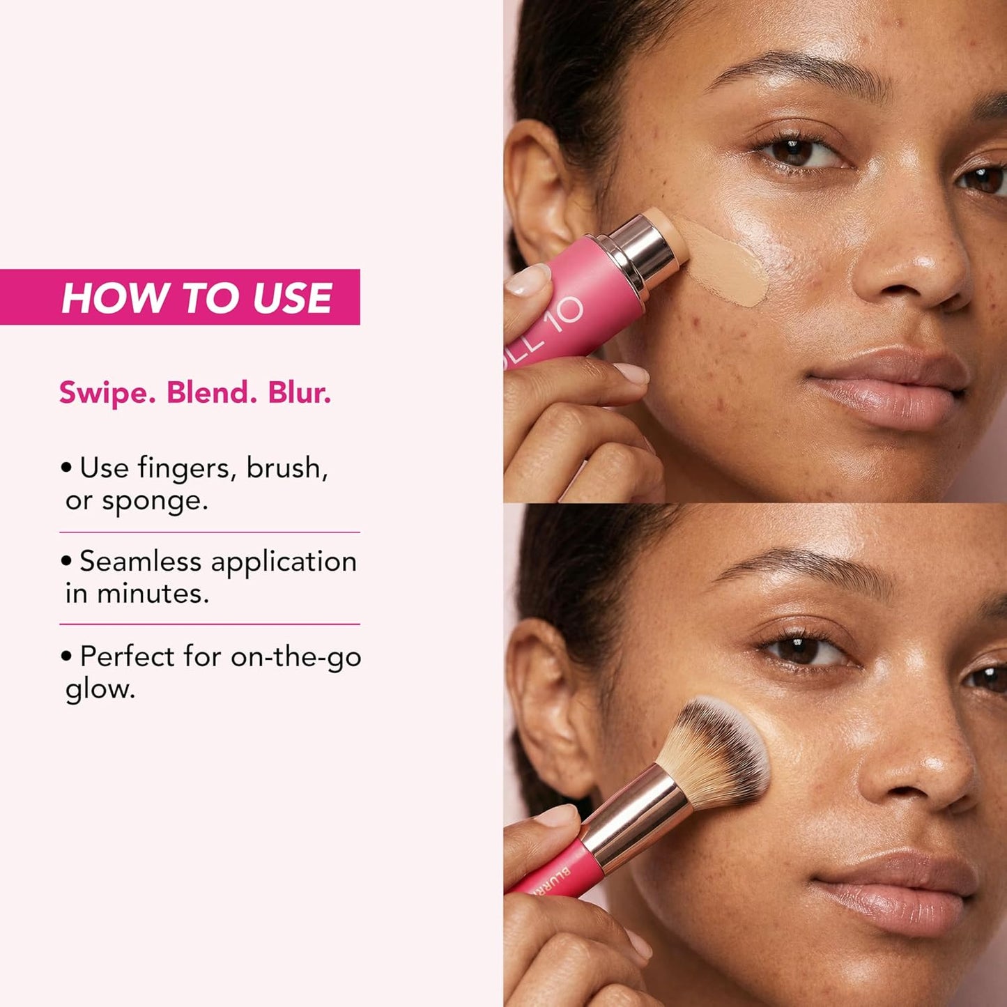 Peptide Blur Stick Foundation - Hydrating Soft-Focus Pore Blurring Makeup for Mature Skin | Medium Coverage, 0.29 oz