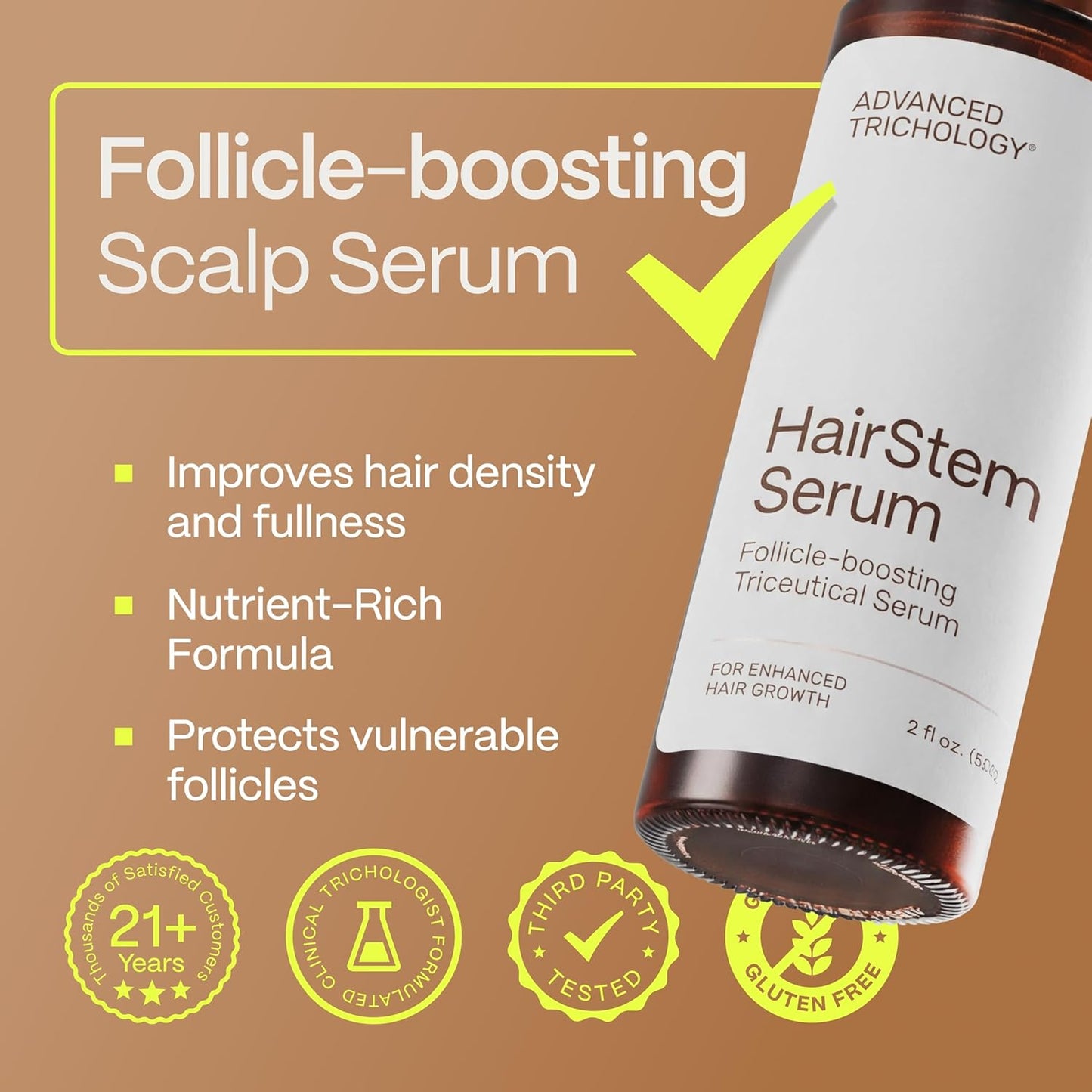 HairStem Follicle-Boosting Serum for Thicker, Fuller Hair - Triple-Action Formula for Hormonal & Nutritional Support