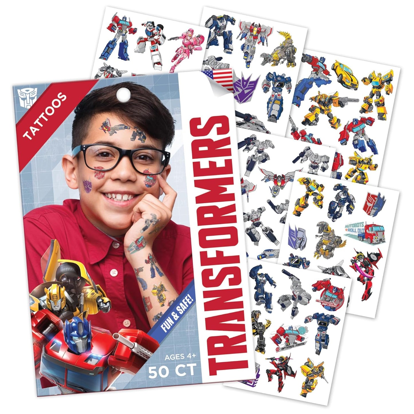 Transformers Temporary Tattoos for Kids - Safe Ink Birthday Party Favors | 50 Pack Set