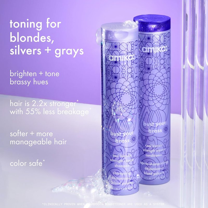 Amika Bust Your Brass Cool Blonde Conditioner - Strength Repair, 275ml