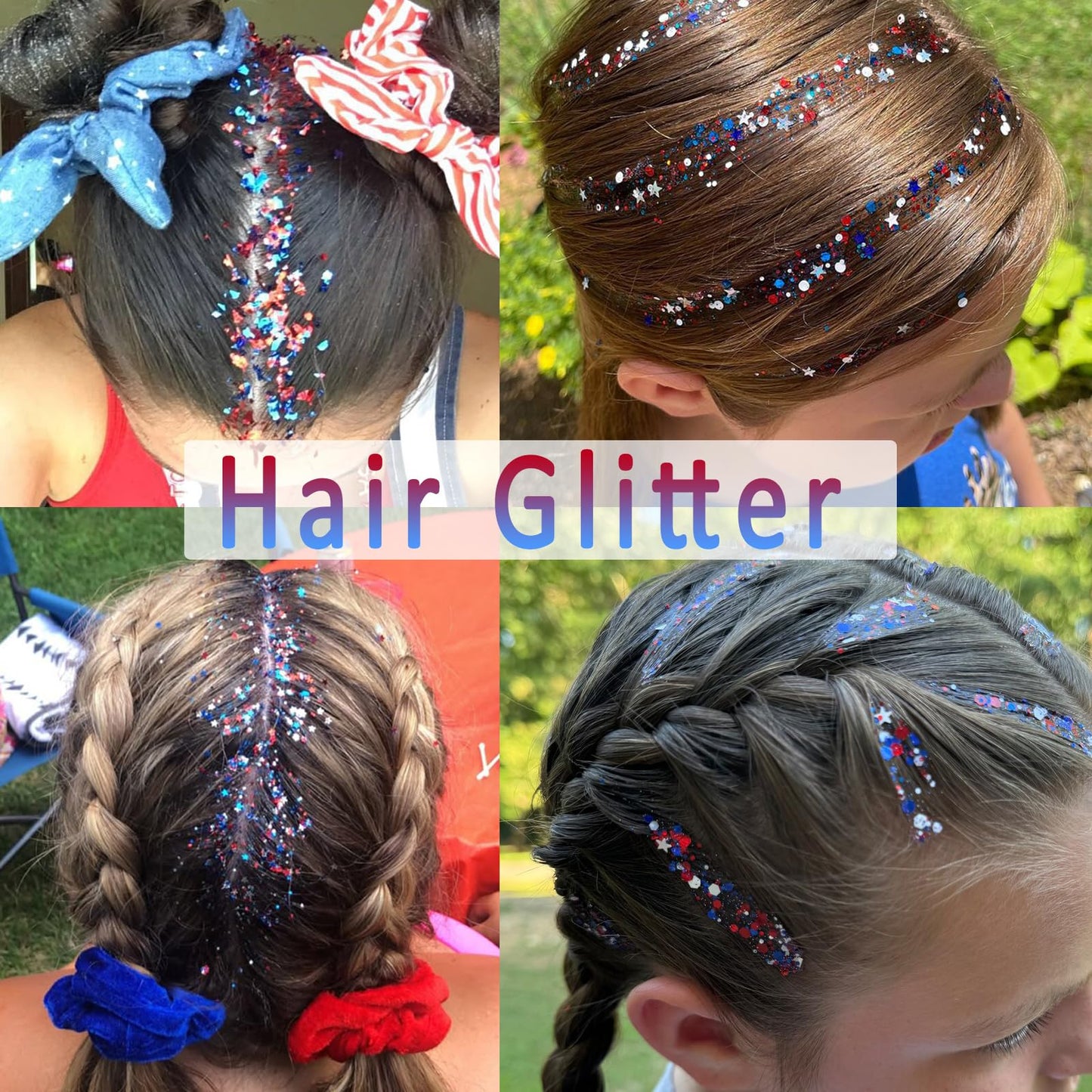 Patriotic Body Glitter Stick,4th of July Outfits and 250th Anniversary Accessories,Sparkling Face Hair Glitter Makeup for Women,Fourth of July Red White Blue Waterproof Hair Glitter,Face Paint Gel Kit