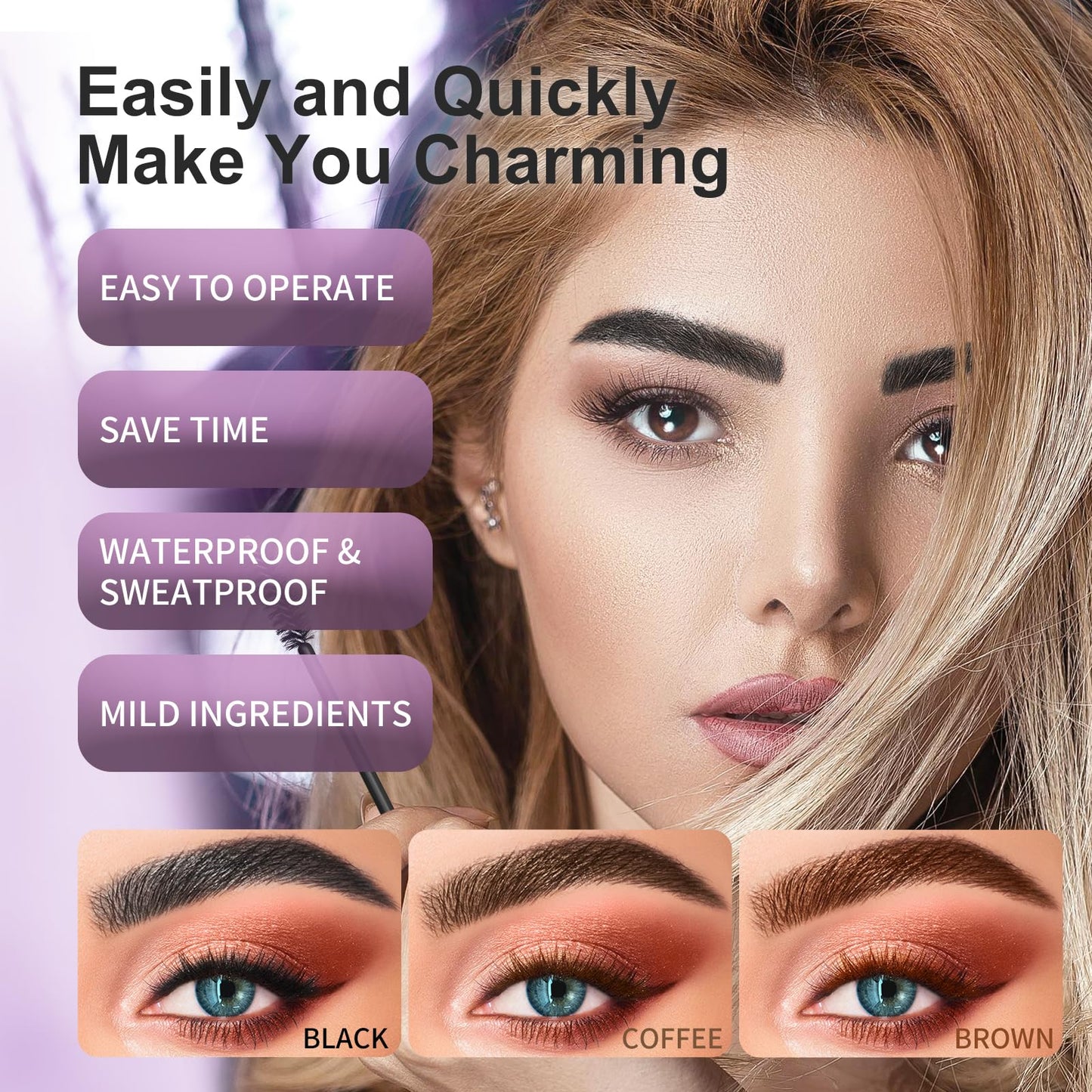 Eyelash & Eyebrow Color Kit, Black Lash & Brow Color Kit, Eyebrow Coloring Set with Natural Bushy Results, Easy Use & Salon at Home, 7ml, Black