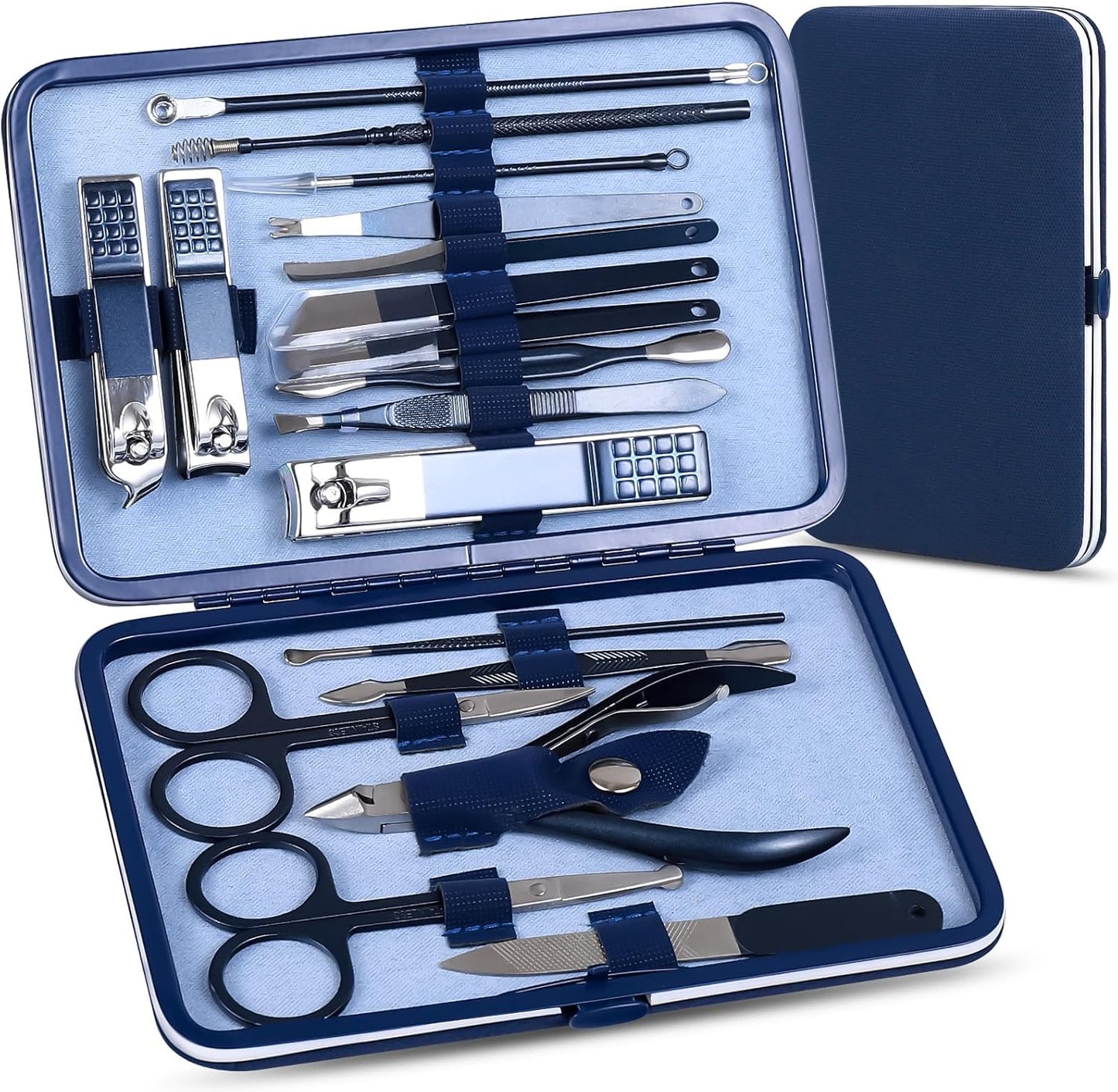 Manicure Set - 18-Piece Nail Clippers & Pedicure Kit for Men & Women | Tea Green Grooming Tools in Fine Case