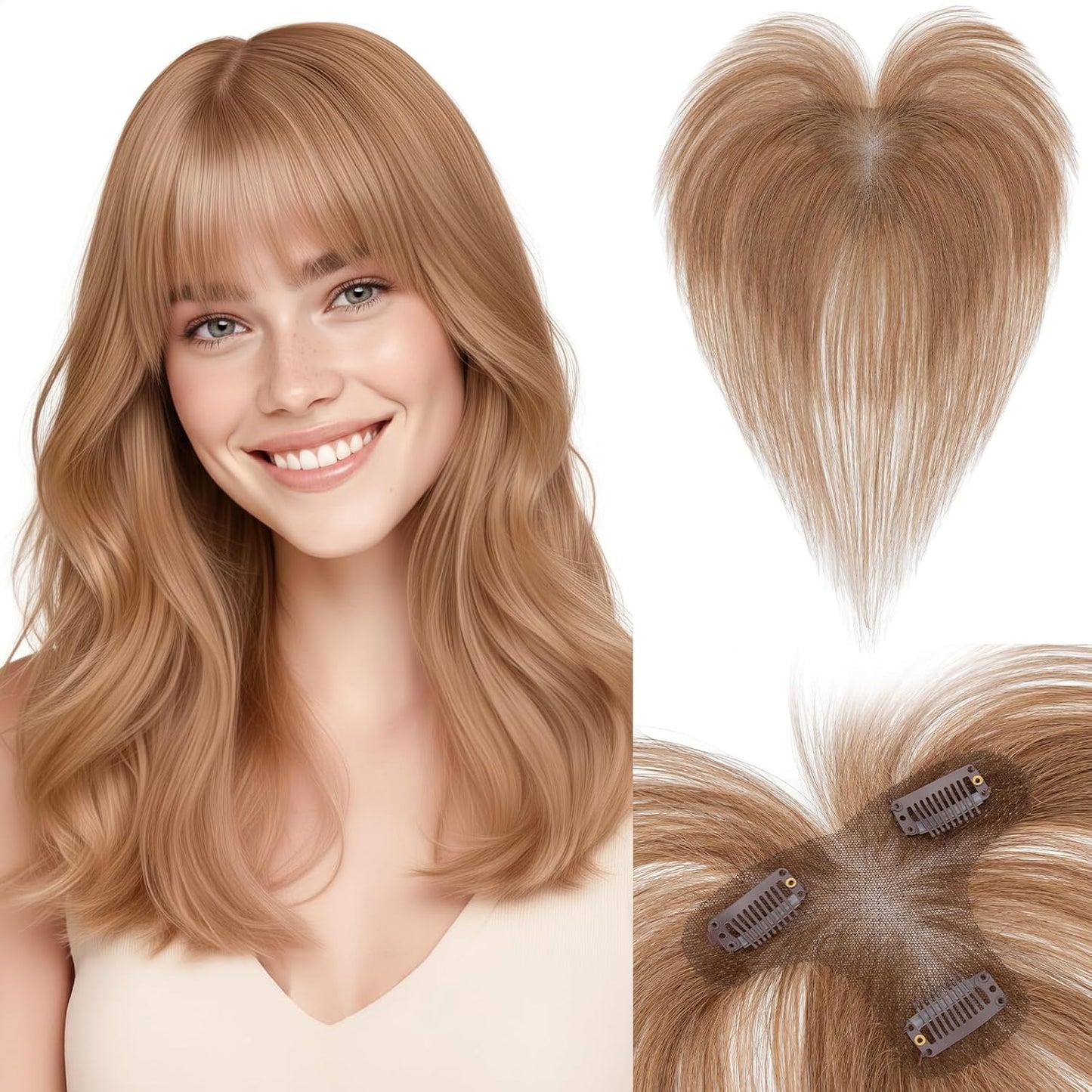 Human Hair Topper for Women - Lace Clip-In Hairpiece for Thinning Hair | Volume Boosting, 11 Inch Natural Black
