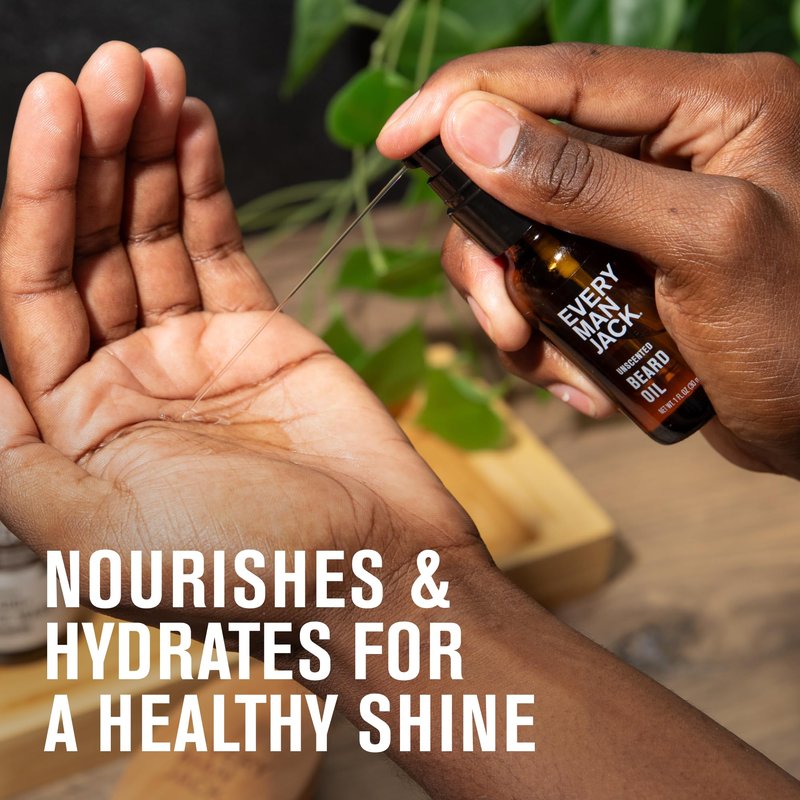 Every Man Jack Mens Beard Oil - Vanilla + Cedar Fragrance - Deeply Moisturizes and Softens Your Beard and Adds a Natural Shine - Naturally Derived with Shea Butter and Argan Oil - 1 fl oz (2 Pack)
