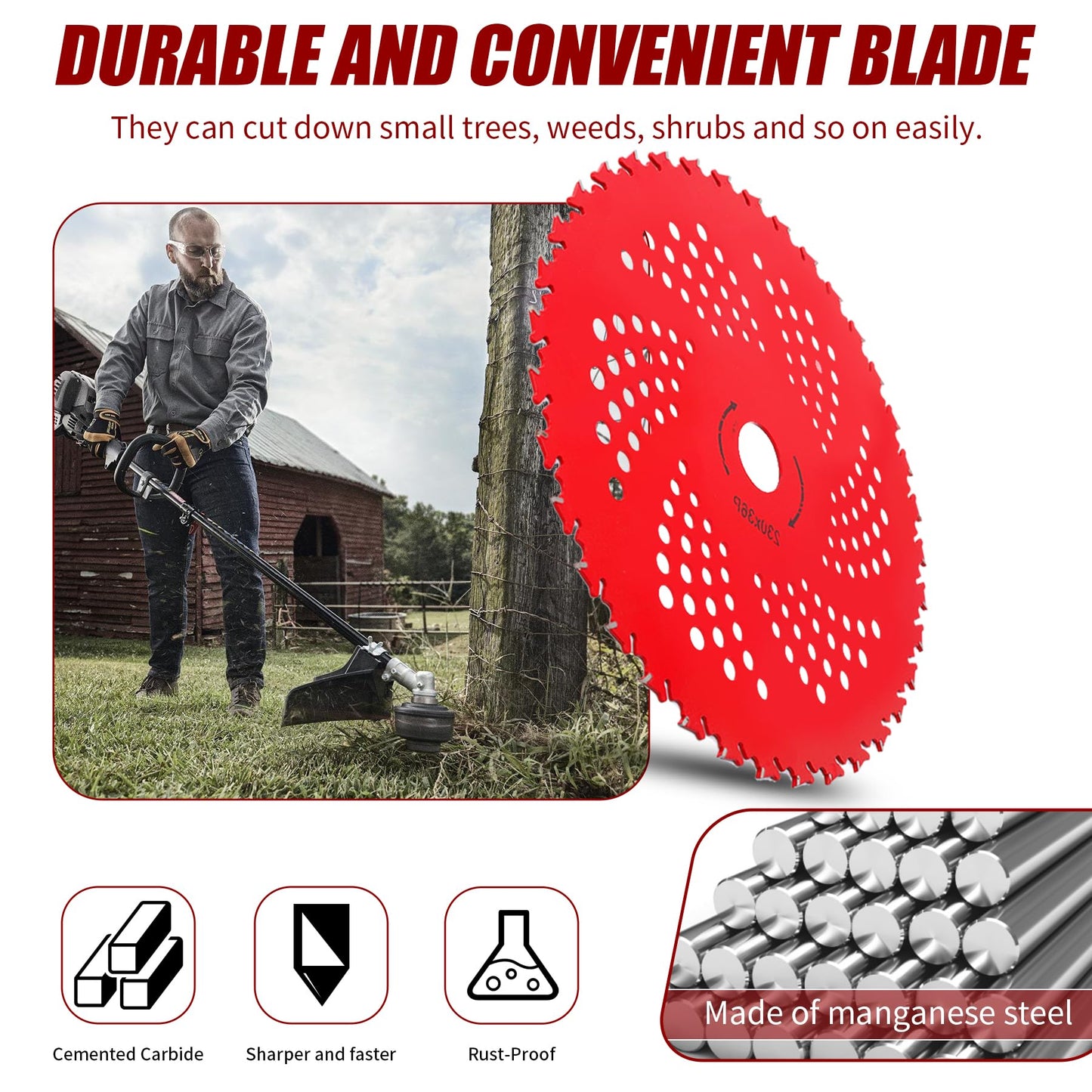 PLAXNS 2pack 9" x 36 Teeth Carbide Tipped Brush Cutter Blades,Universal Weed Eater Blades Metal with Universal Adapter Kit, for Brush Cutter, Trimmer, Weed Eater