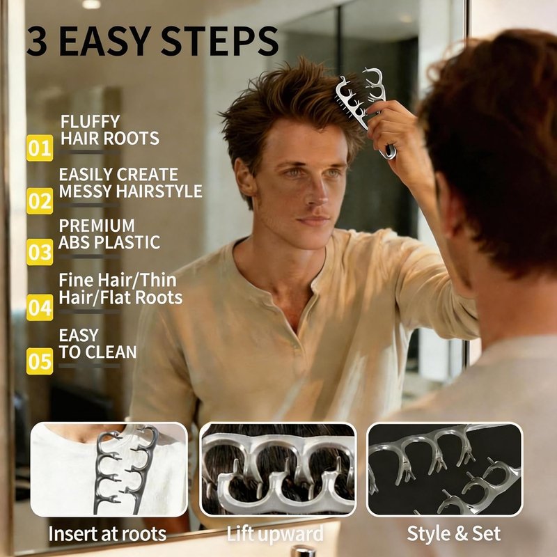 Texture Comb Set for Men & Women - Professional Volumizing Tool for Thick Curly & Fine Hair | Durable Wide Tooth Design in Gray & Pink