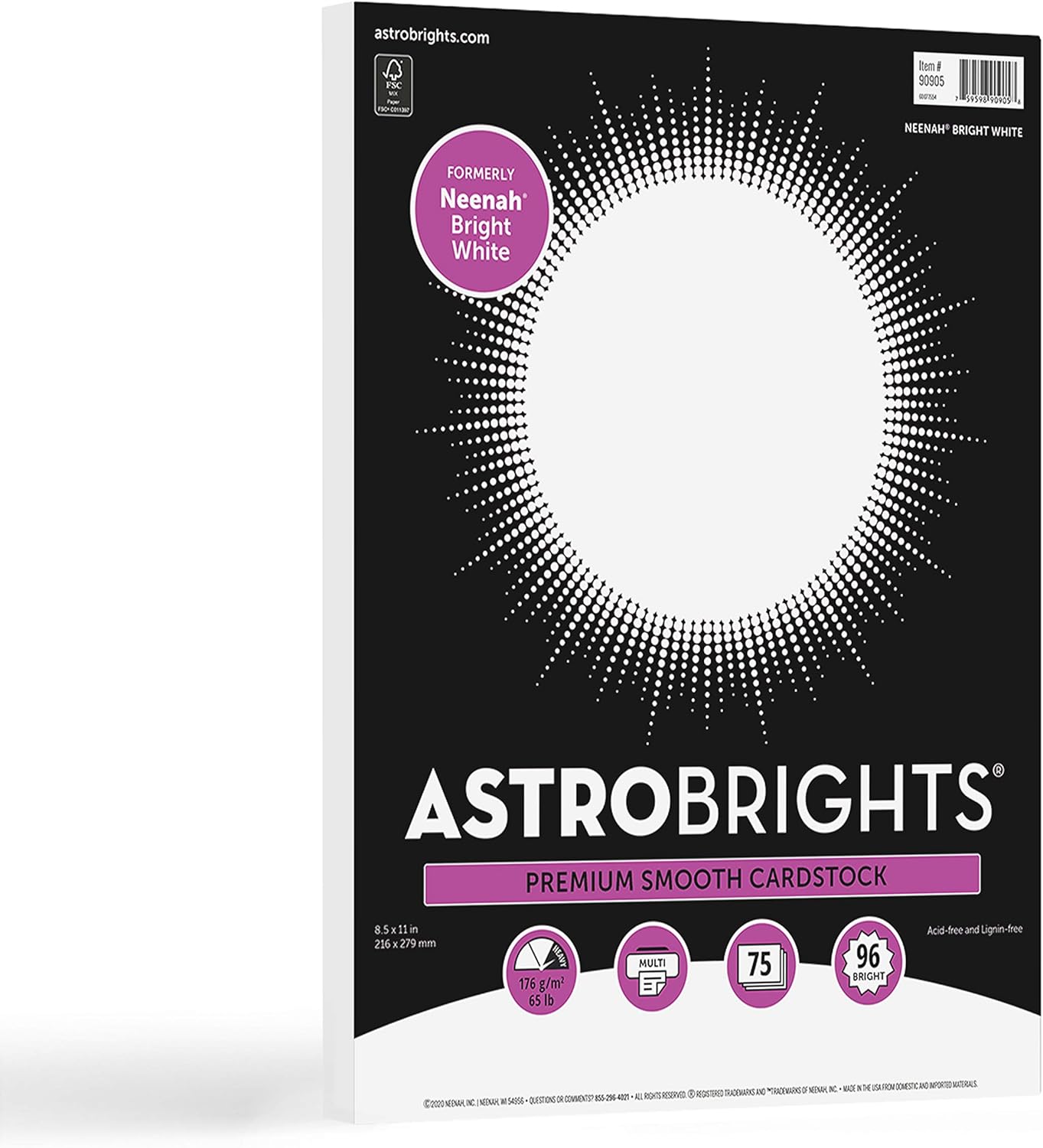Bright White Cardstock - 8.5" x 11", 65 lb, 176 gsm, 75 Sheets | Ideal for Printing & Crafting