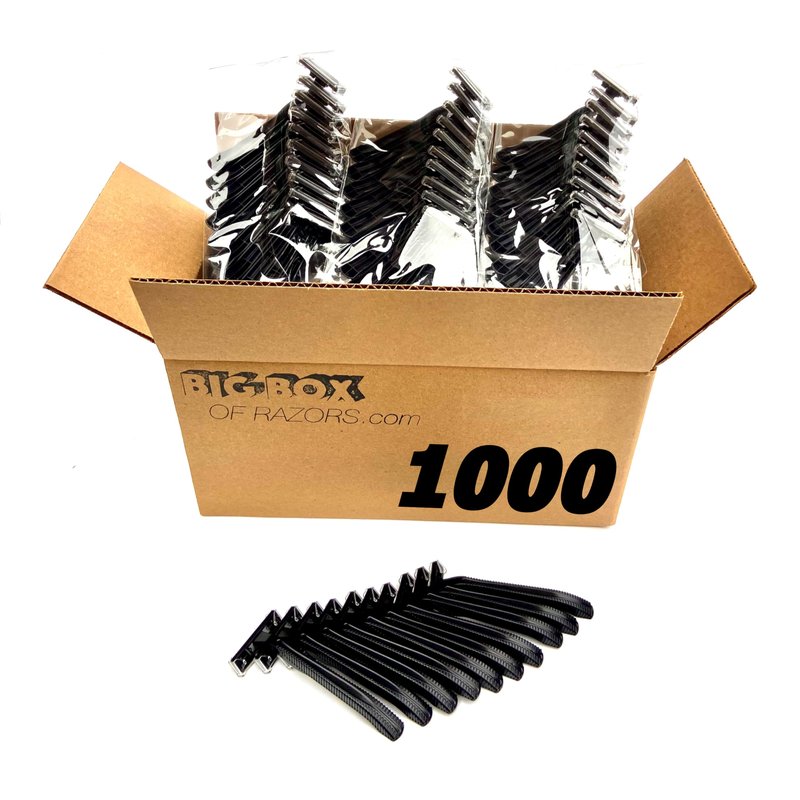 1,000 Box of Low-Cost Bullet Blades Black Razor Blades Disposable Stainless Steel Hospitality Quality Shavers High End Twin Blade Razors for Men and Women