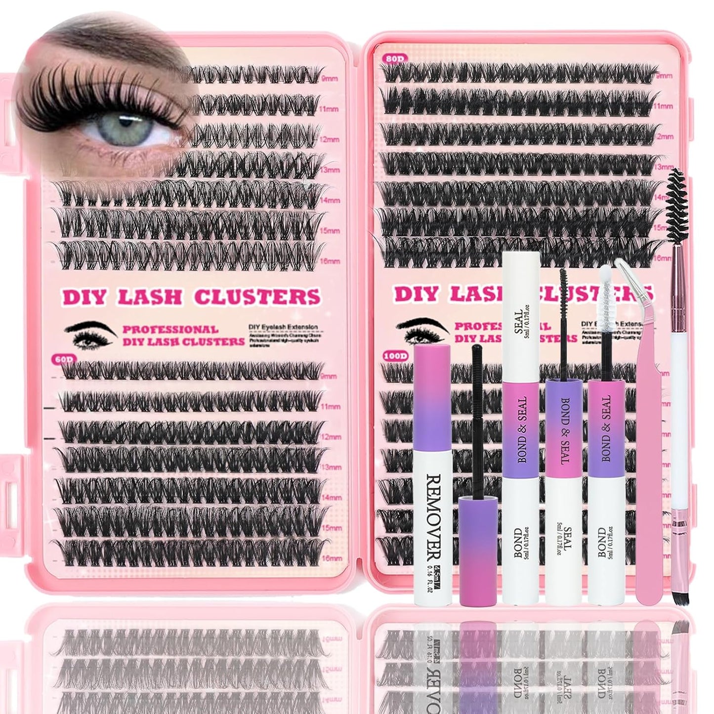 Eyelash Clusters Kit - 560 Pcs Fluffy D Curl Individual Lash Extensions | 9-16mm Length