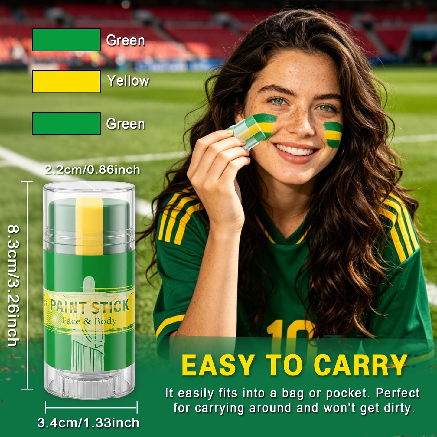 LZXLUKGIR Green Yellow and Green Face Body Paint Eye Black Stick,02 Brazil