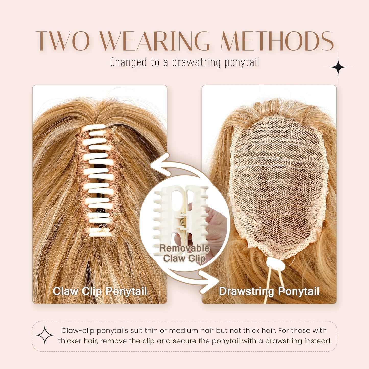 Wavy Claw Clip Ponytail Extension Clip in Ponytail Clip on Hair Extensions For Women 14 Inch Pony Tails Hair Extensions Fake Ponytail（#4 Dark Brown）