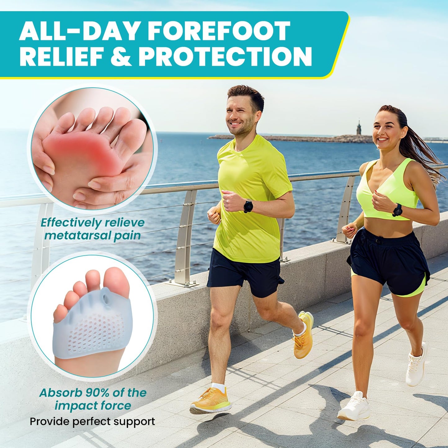 TASZOOS Toe Separators & Metatarsal Pads for Women & Men – 4 Pcs Gel Toe Spacers, Ball of Foot Cushions for Pain Relief, Metatarsalgia, Morton’s Neuroma, Comfortable Foot Pads for Walking(One Size)