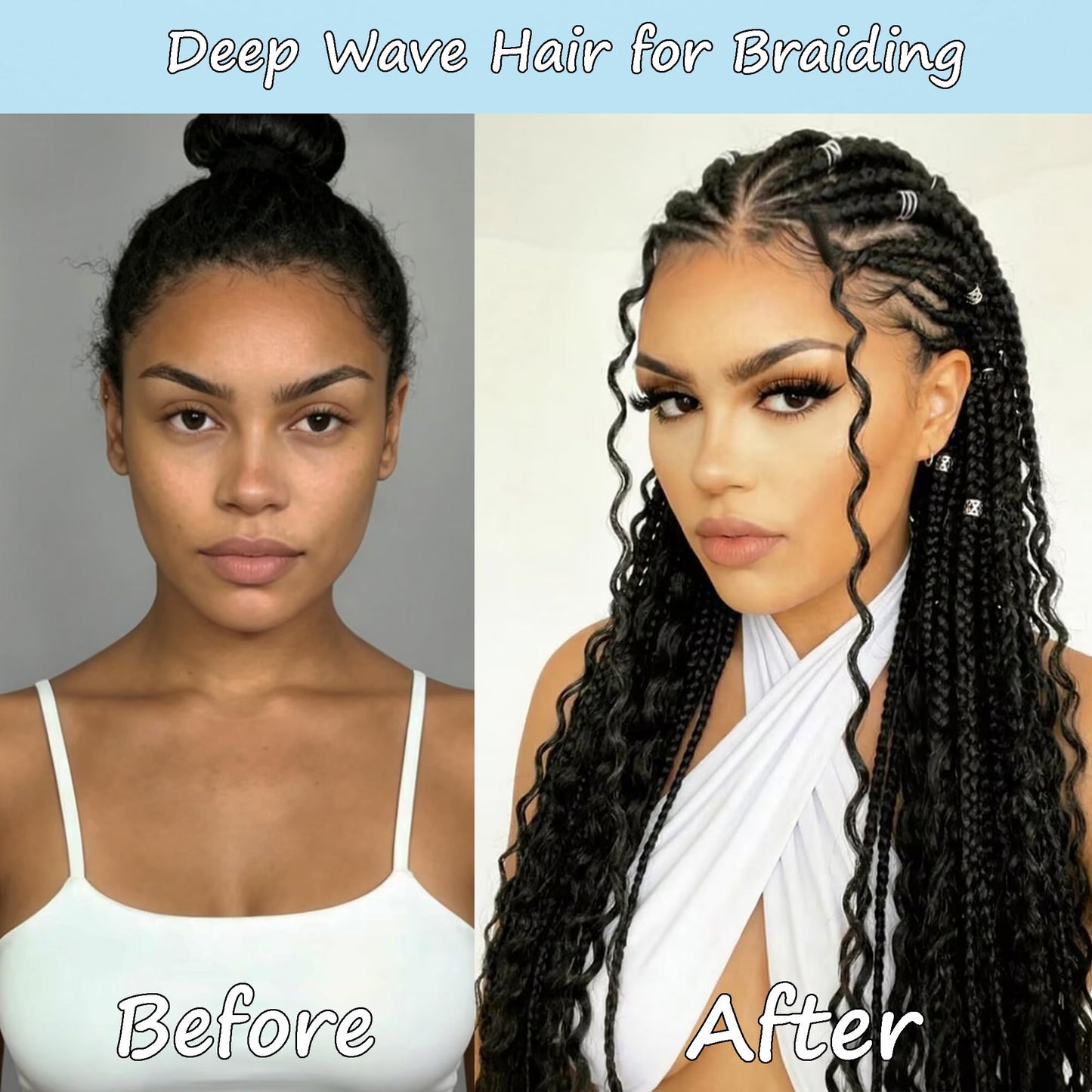 Gladream Curly Braiding Hair Crochet Hair for Black Women 18 Inch 2 Packs Boho Hair for Braiding Deep Wave Bundles Hair Extensions for Braids Water Wavy(18 Inch, #2)