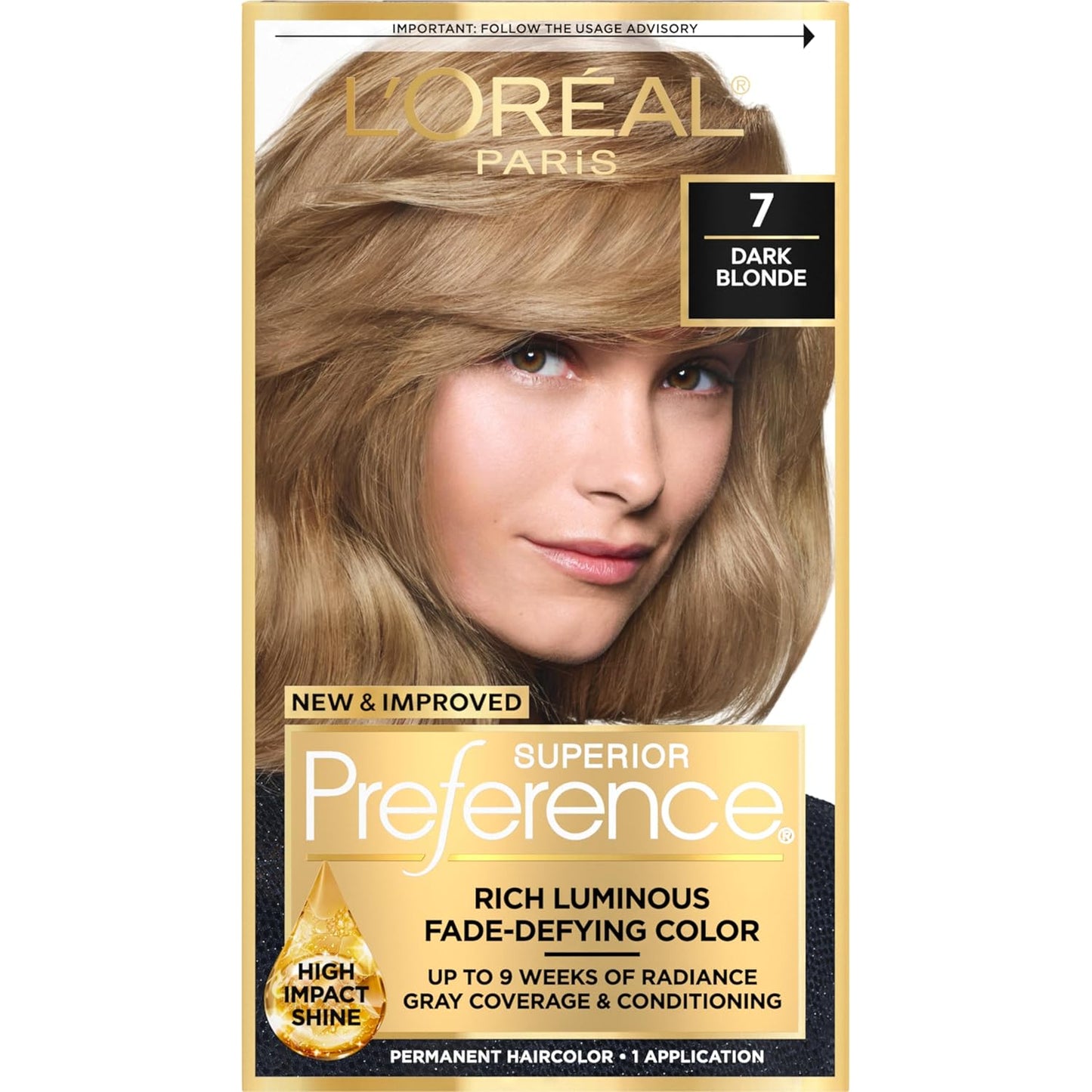 L'Oreal Paris Hair Color - Superior Preference Dark Ash Blonde 7A | Fade-Defying Permanent Dye for 9 Weeks of Radiance