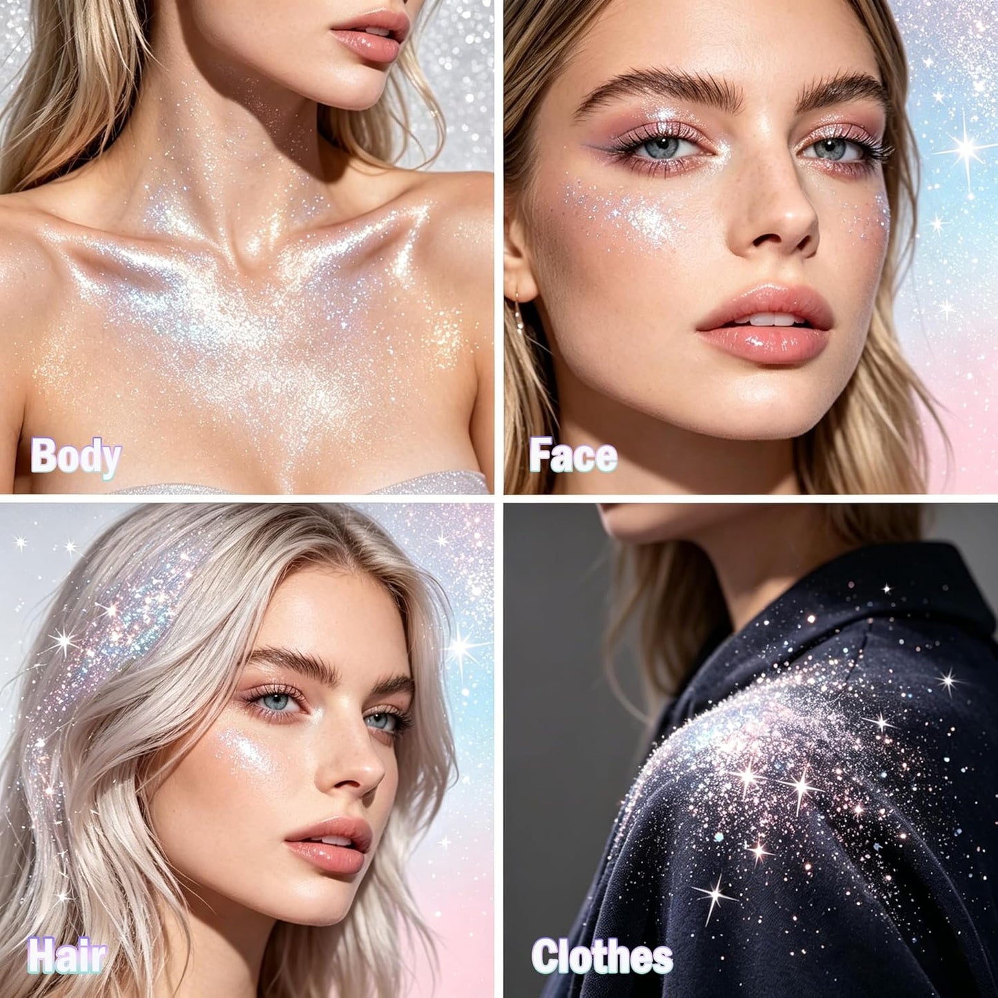 Hair and Body Glitter Spray - Silver Vibrant Glitter Hairspray for Makeup & Nail Art | Ultra-Fine Sparkle for Festivals & Rave Outfits