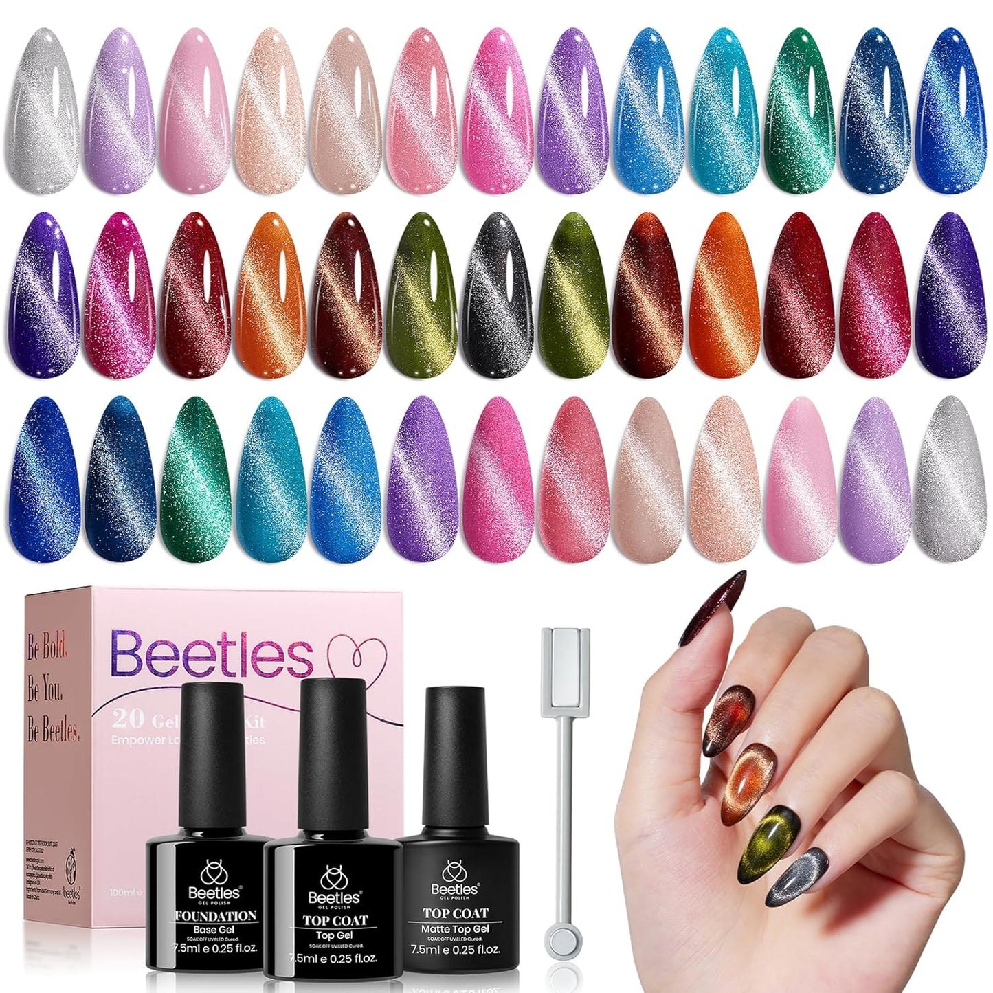 Beetles Gel Nail Polish Kit - 55 Vibrant Colors with UV Light | Complete DIY Manicure Set for Beginners