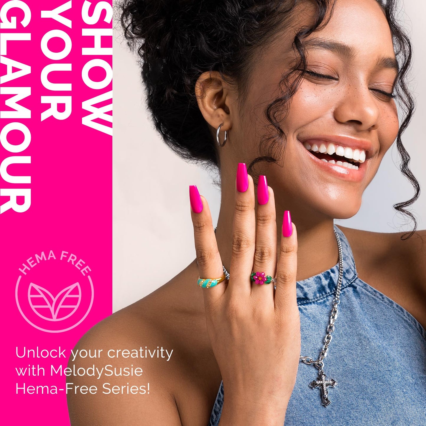 MelodySusie Hema Free Gel Nail Polish, 0.5 Fl Oz Thick Hot Pink Gel Polish, Non Toxic, Long Lasting, Soak Off UV Nail Polish, Manicure Nail Design Salon DIY Nail Art at Home 027