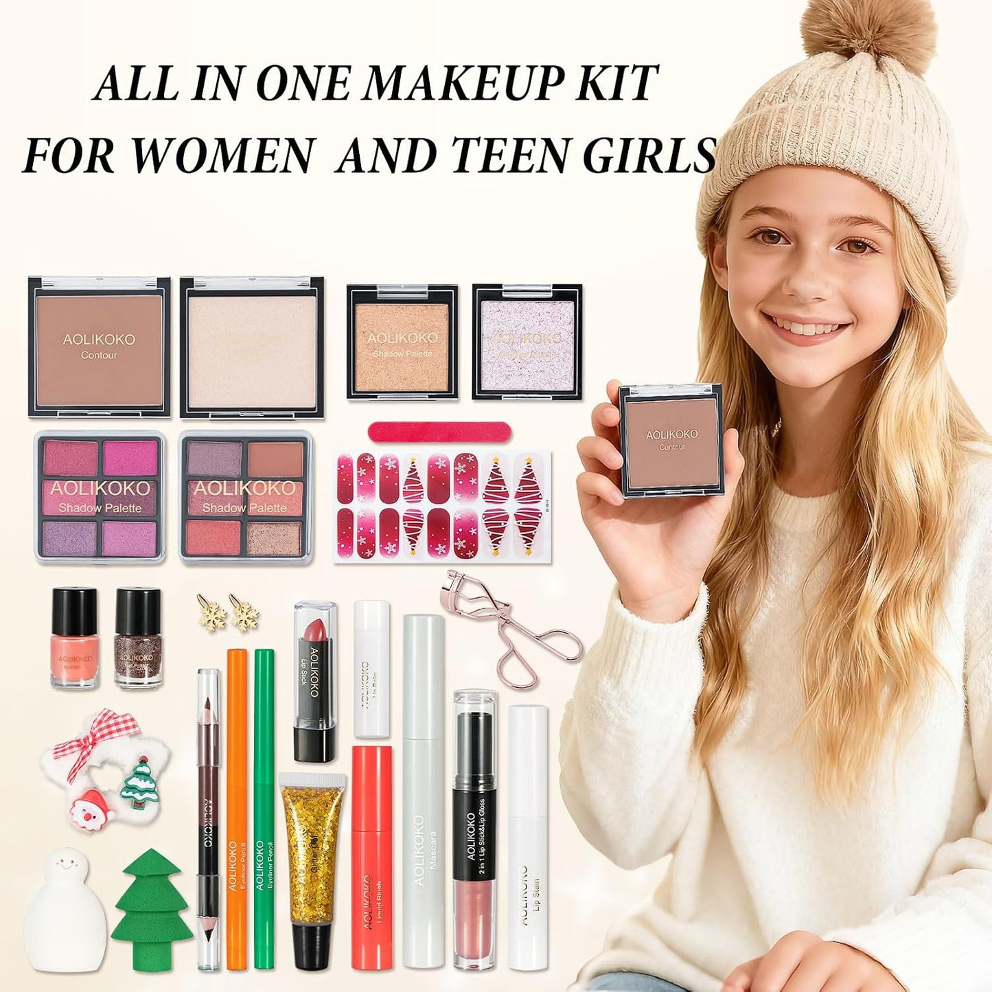 Makeup Kit for Women & Teen Girls - 24 Pcs Full Set with Eyeshadow, Blush, Lipstick, Mascara & Accessories