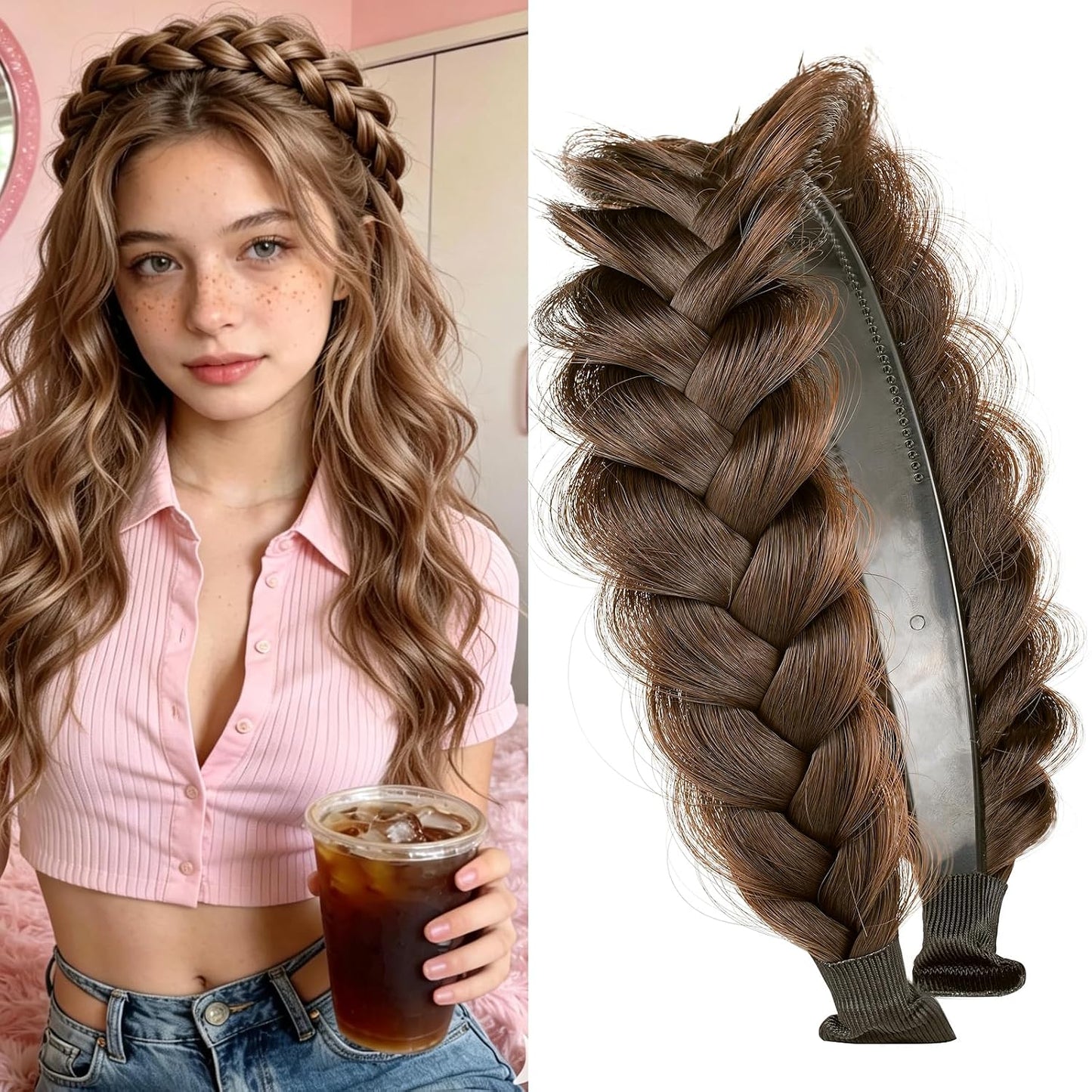 Braided Headband - Elastic Non-Slip Fashion Hair Accessory for Women & Girls | Ocher Color
