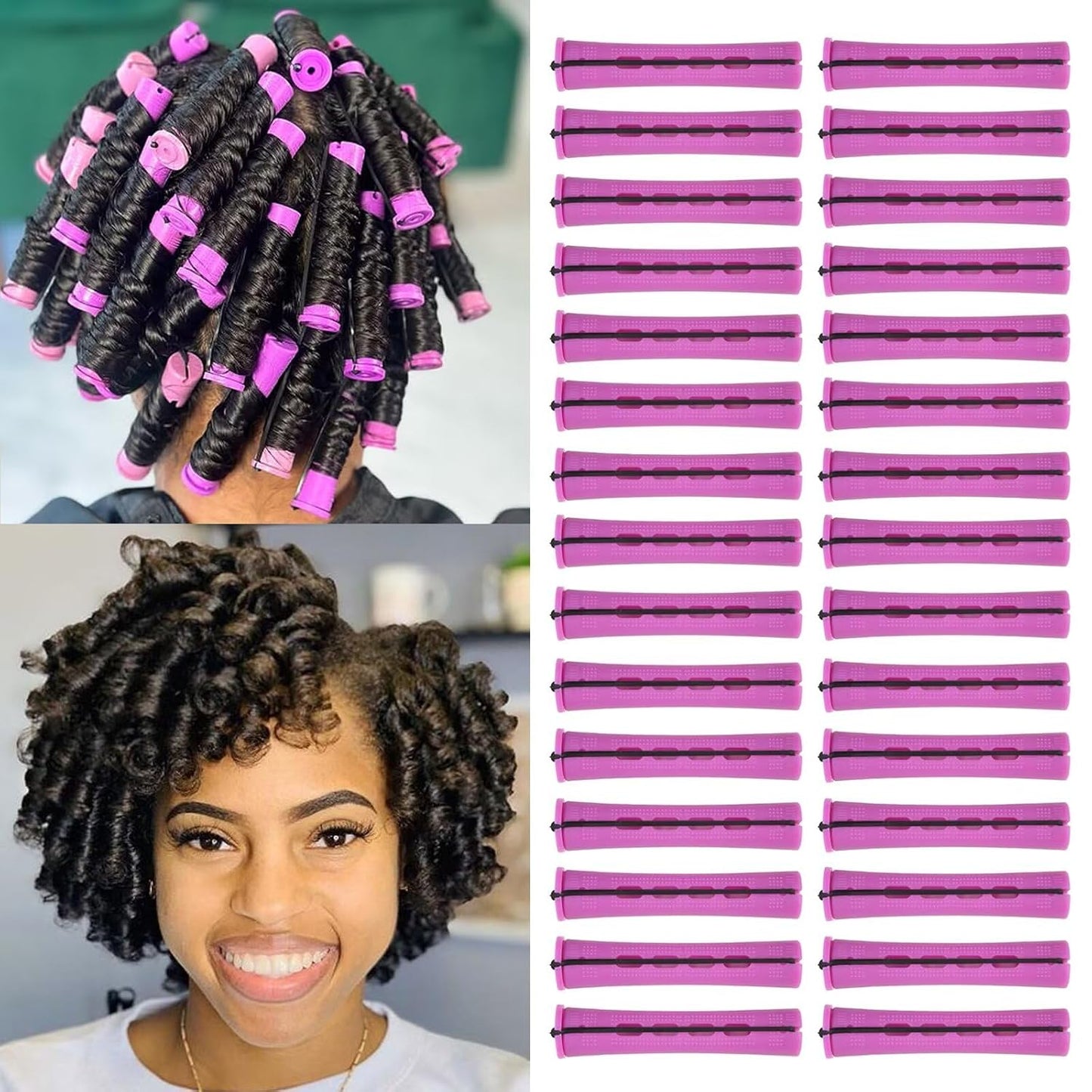 40PCS Perm Rods - Heatless Non-Slip Hair Rollers for Short & Long Hair | 0.59 Inch Grey DIY Hairdressing Tools