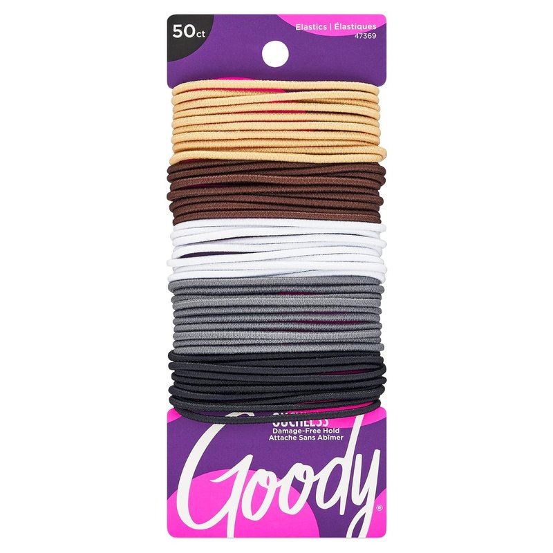 Ouchless Elastic Hair Ties - 50 Ct Assorted Neutrals | Pain-Free Rubber Bands for Long-Lasting Braids & Ponytails