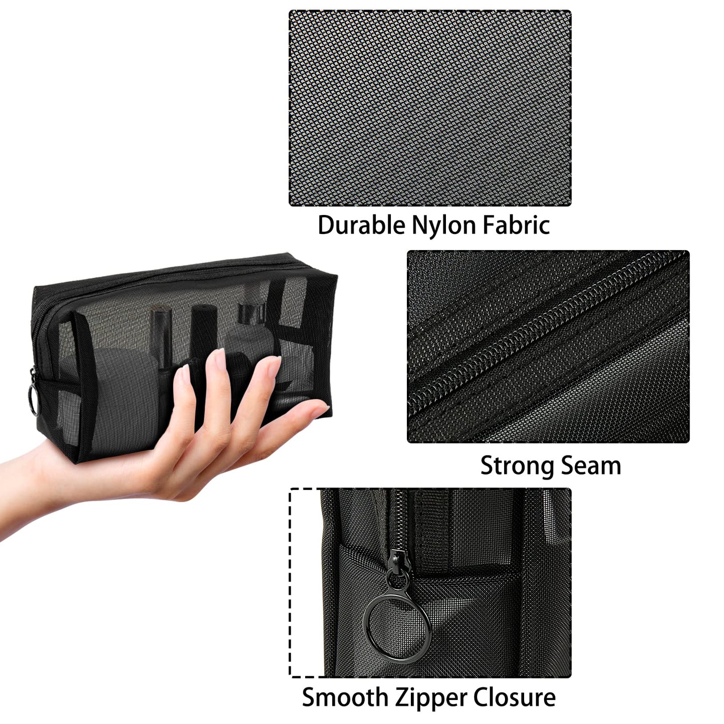 Unoutur 20 Pieces Mesh pouch, Mesh Makeup Bag Portable Makeup Pouch Travel Toiletry Bag for Makeup Organizer Home Office Travel Accessories, Mesh Cosmetic Bag with Zipper