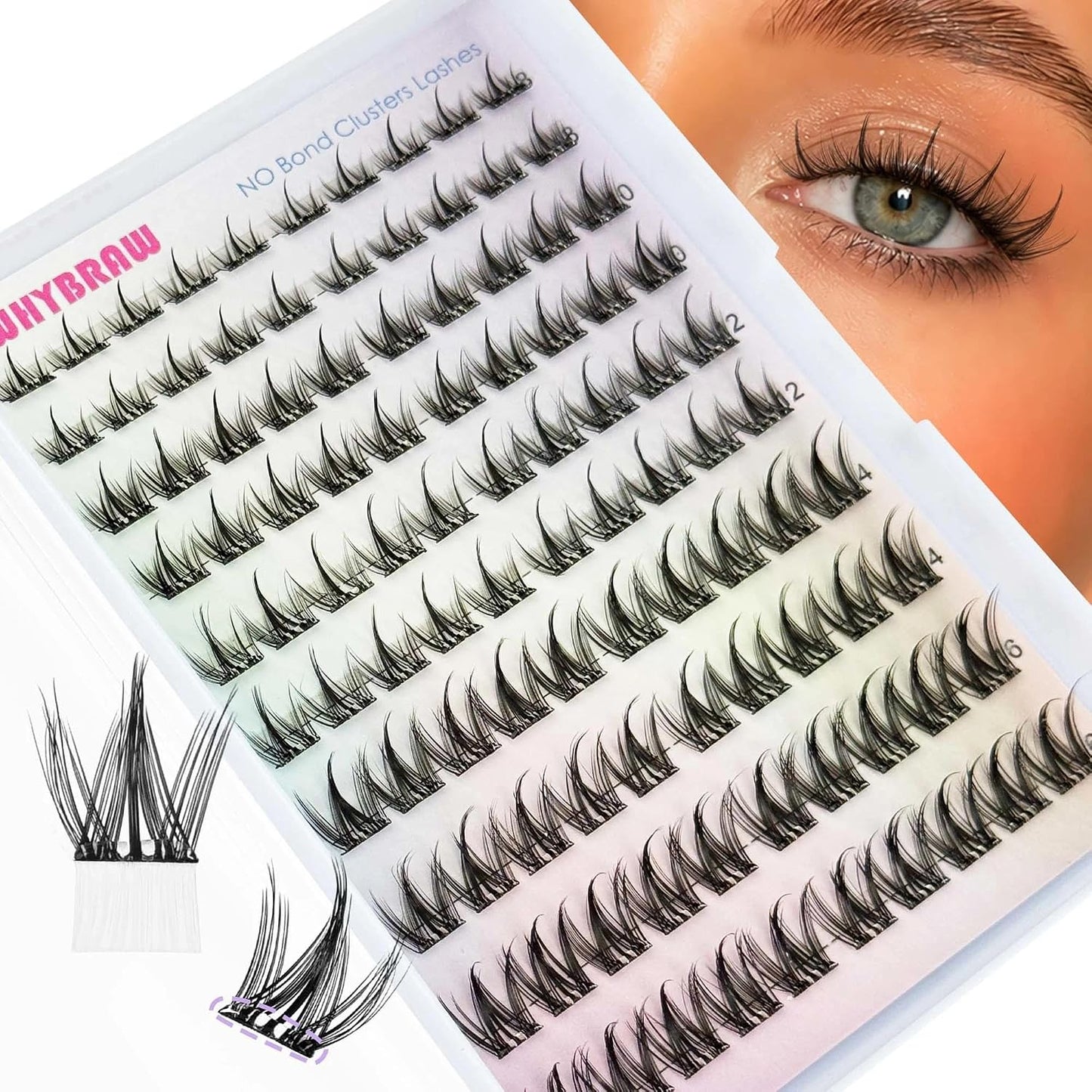 Manga Cluster Eyelash Extensions - Spiky C-Curl Wispy Lashes | 8-18MM, 140pcs, Ultra-Thin Band