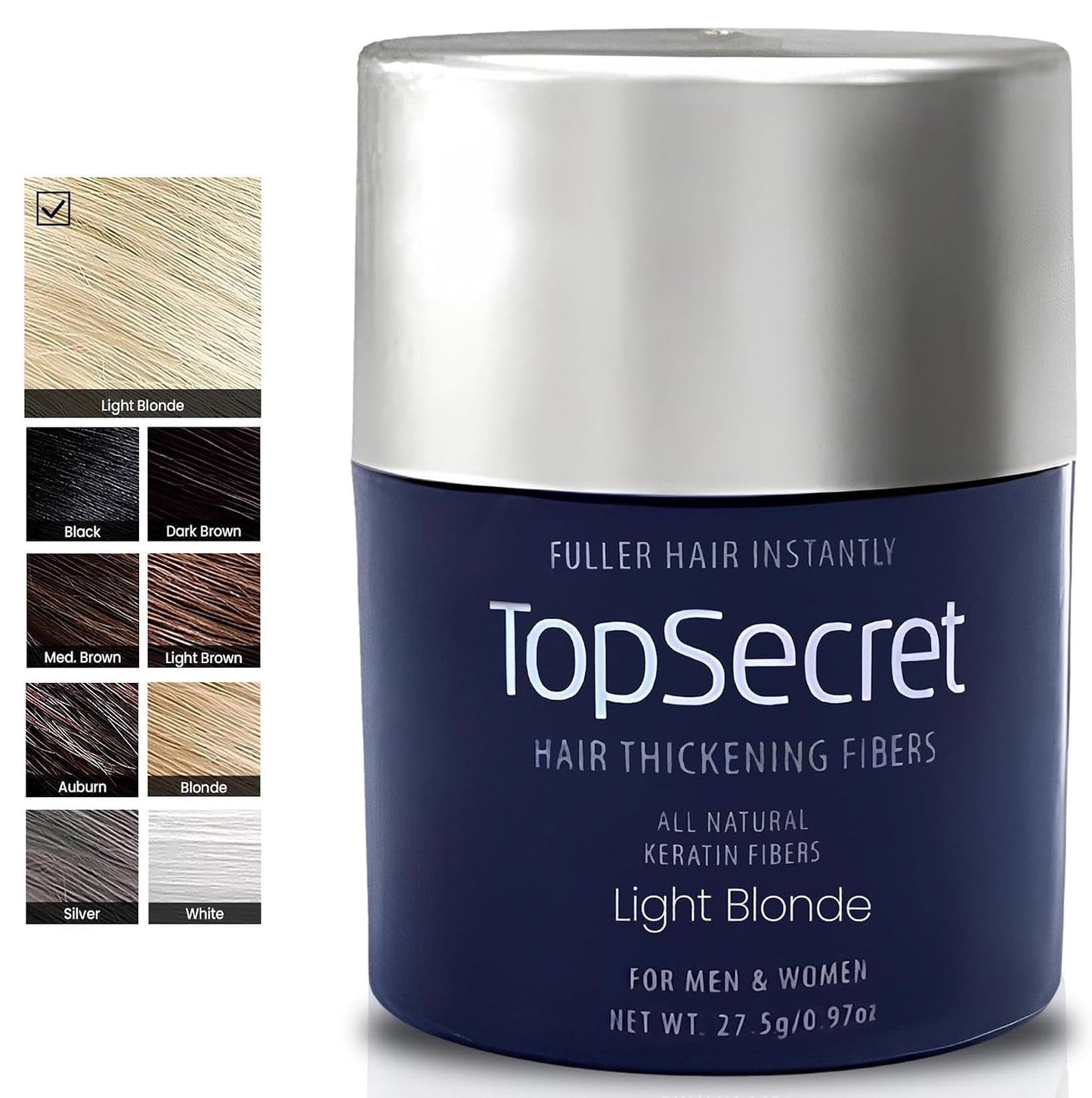 Hair Thickening Building Fibers - Natural & Undetectable Hair Filler for Men & Women | Weather-Resistant (Light Brown, Medium)