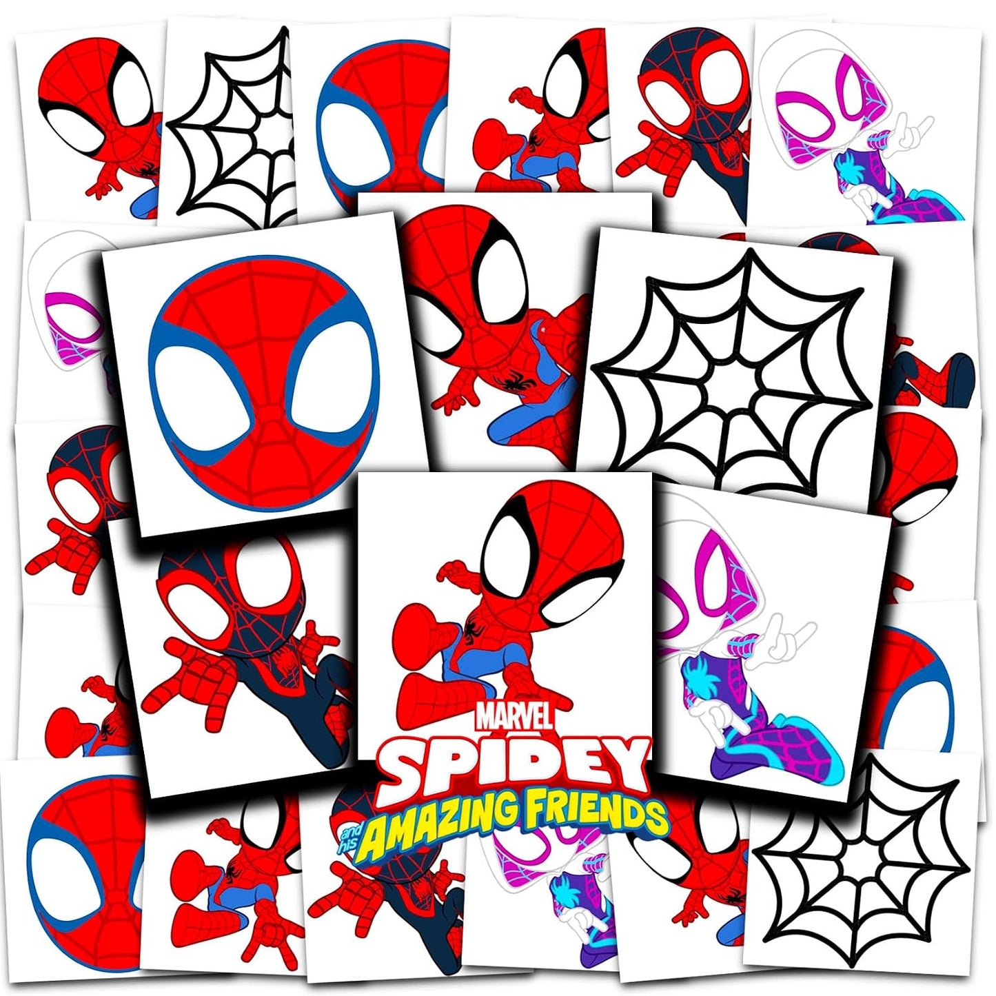 Spidey & Friends Temporary Tattoos - 70+ Perforated 2" x 2" Party Favors for Kids | Fun Spidey Party Supplies