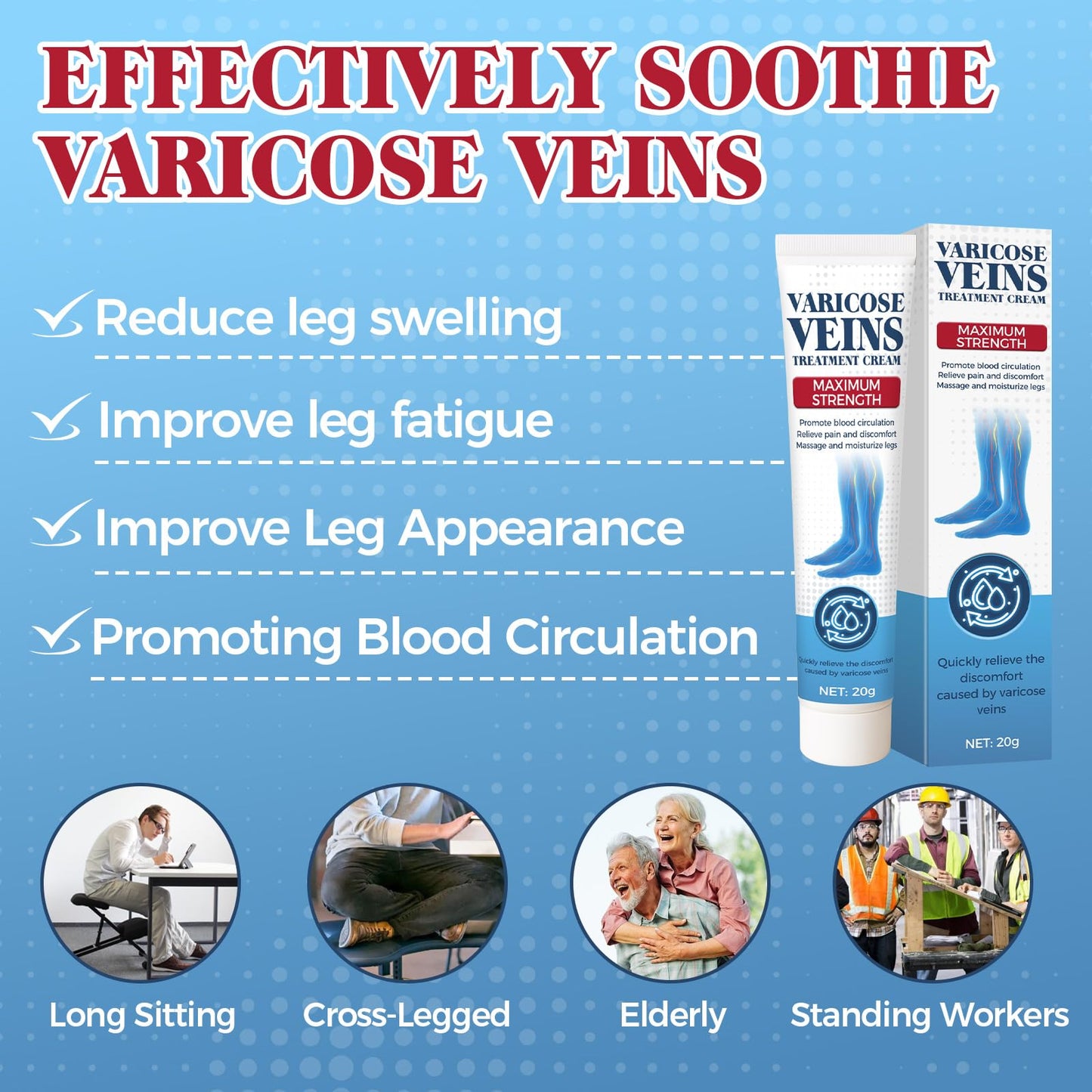 Bellisinno Varicose Veins Treatment for Legs, Varicose Veins Cream for Spider Veins, Relaxing Leg Cream Formula to Improve Circulation, Soothe Tired Legs and Reduce Heaviness